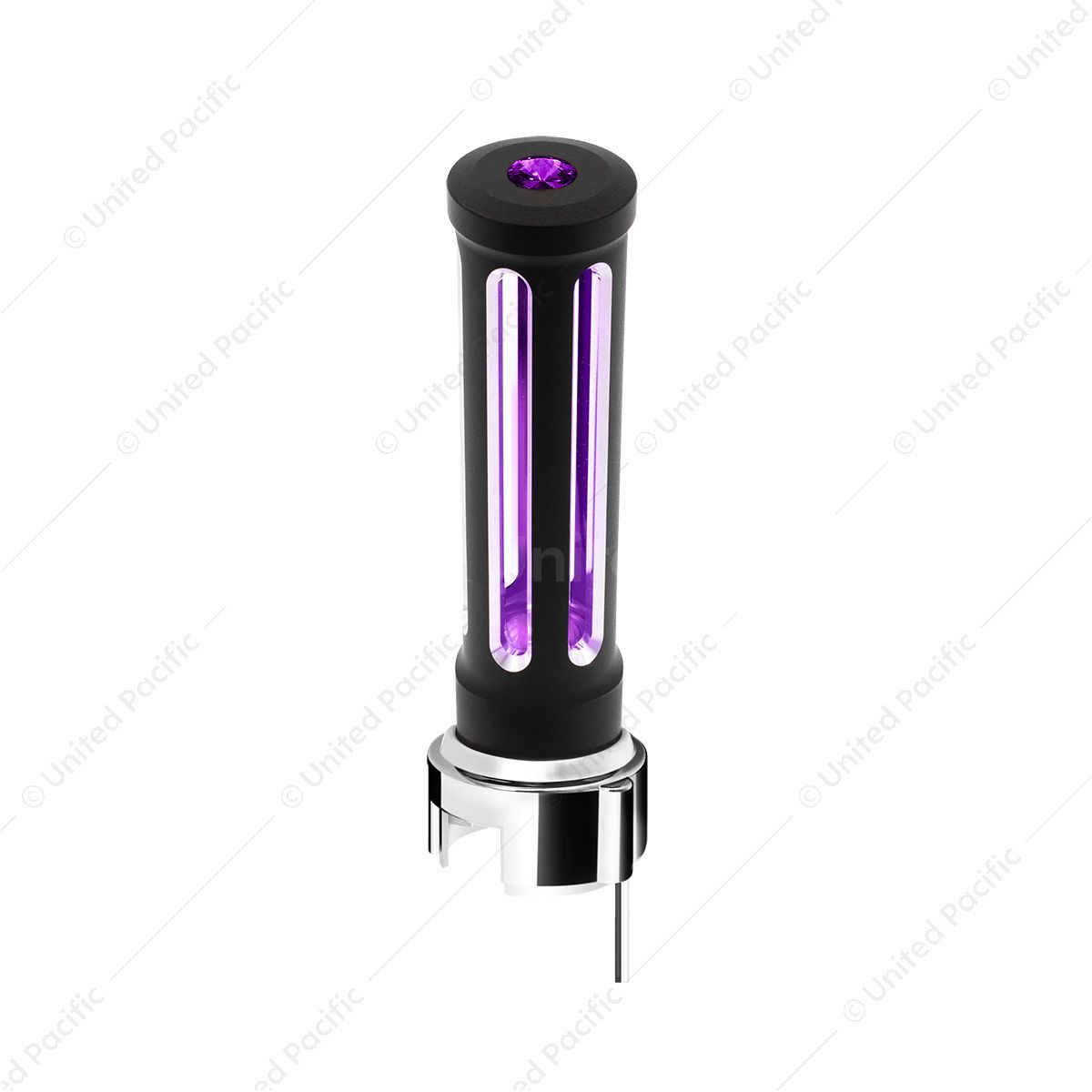 Thread-On Matte Black Sonoma Style Gearshift Knob With LED 13/15/18 Speed Adapter-Purple Crystal/Pur