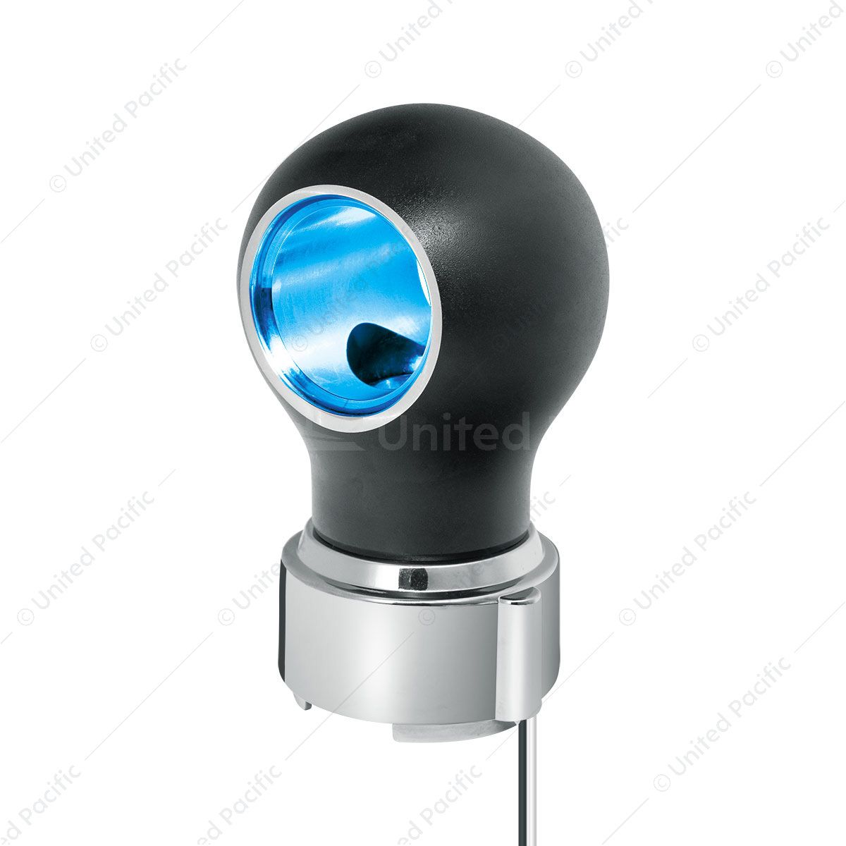 Thread-On Matte Black Charlotte Style Gearshift Knob With LED 9/10 Speed Adapter-Blue LED