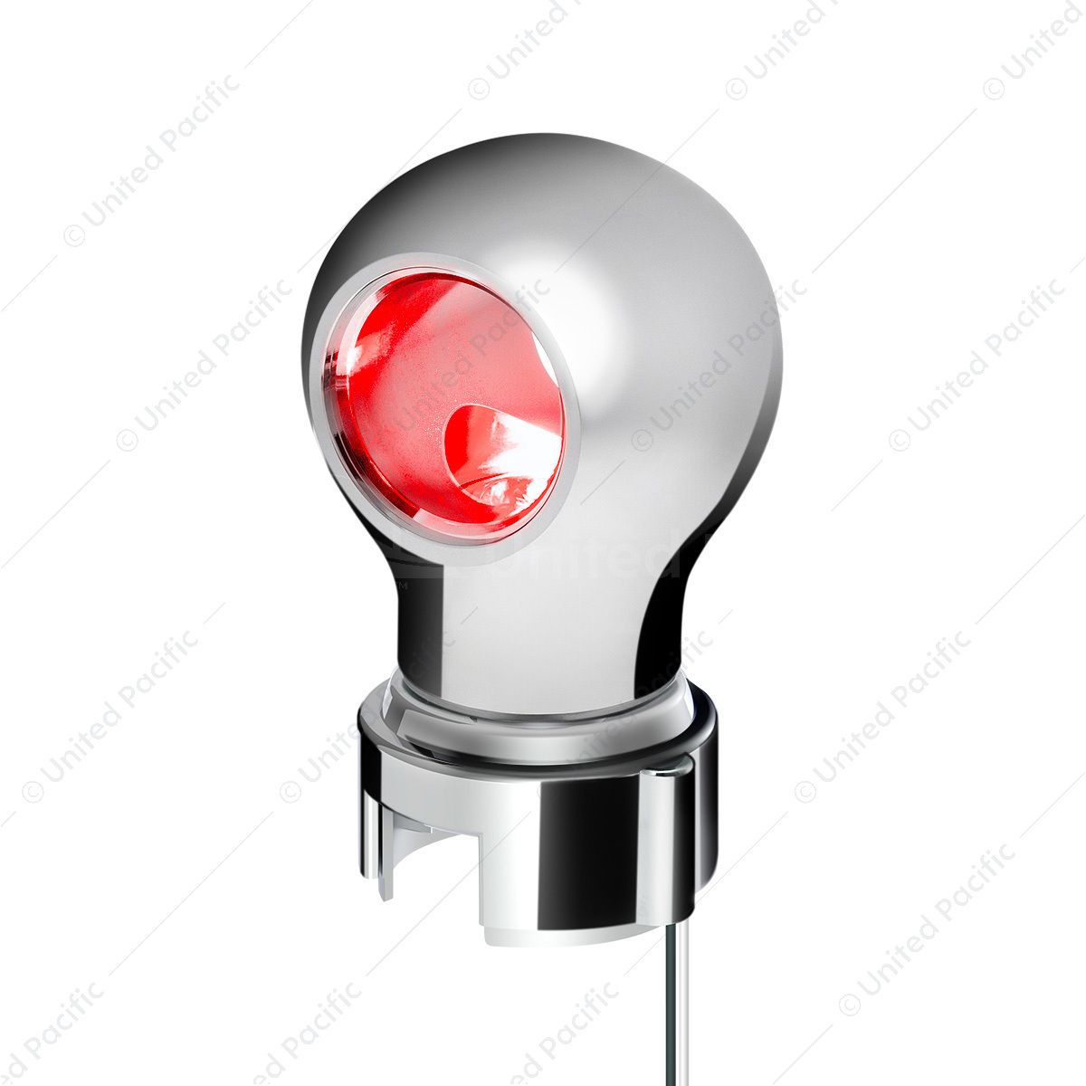 Thread-On Chrome Charlotte Style Gearshift Knob With LED 13/15/18 Speed Adapter-Red LED