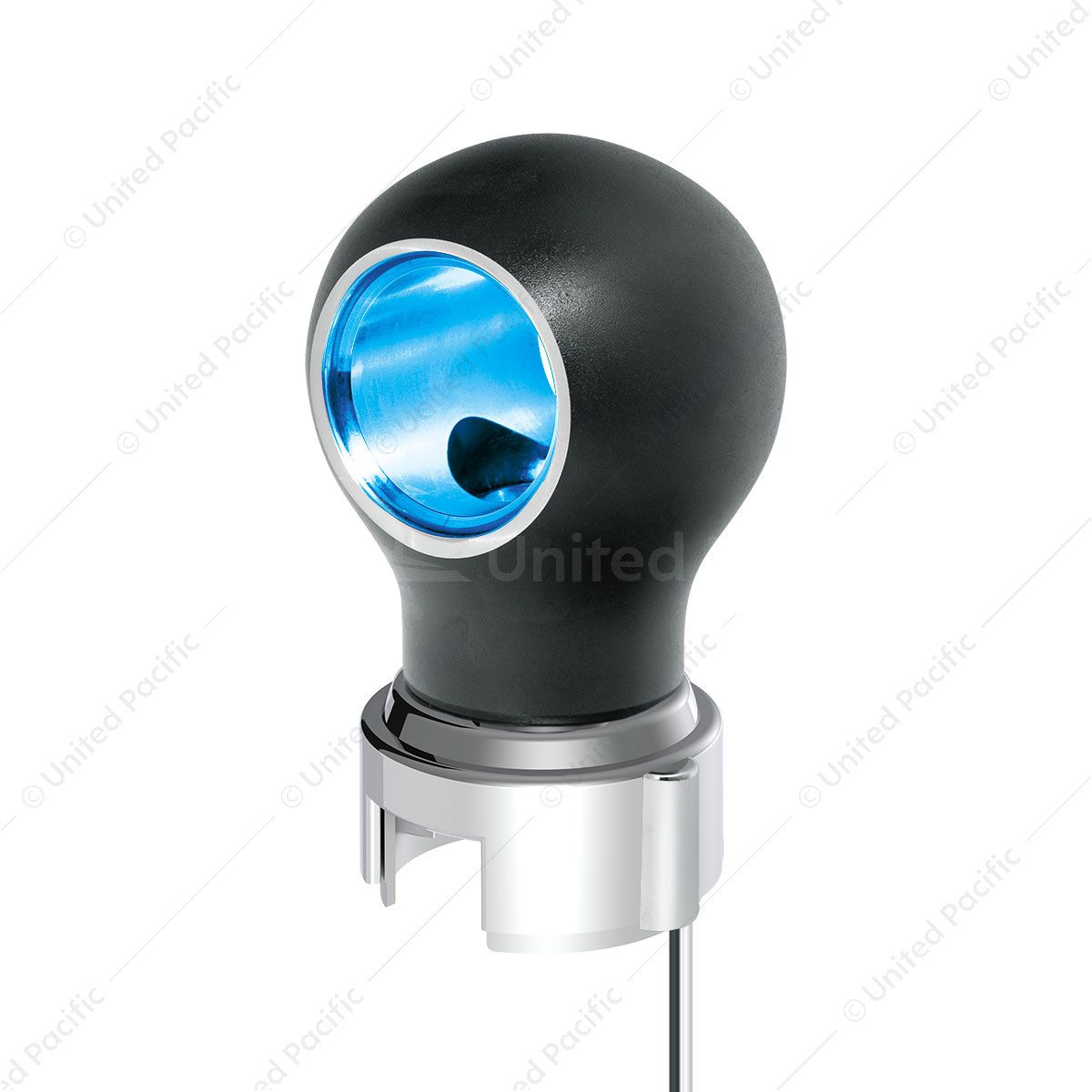 Thread-On Matte Black Charlotte Style Gearshift Knob With LED 13/15/18 Speed Adapter-Blue LED