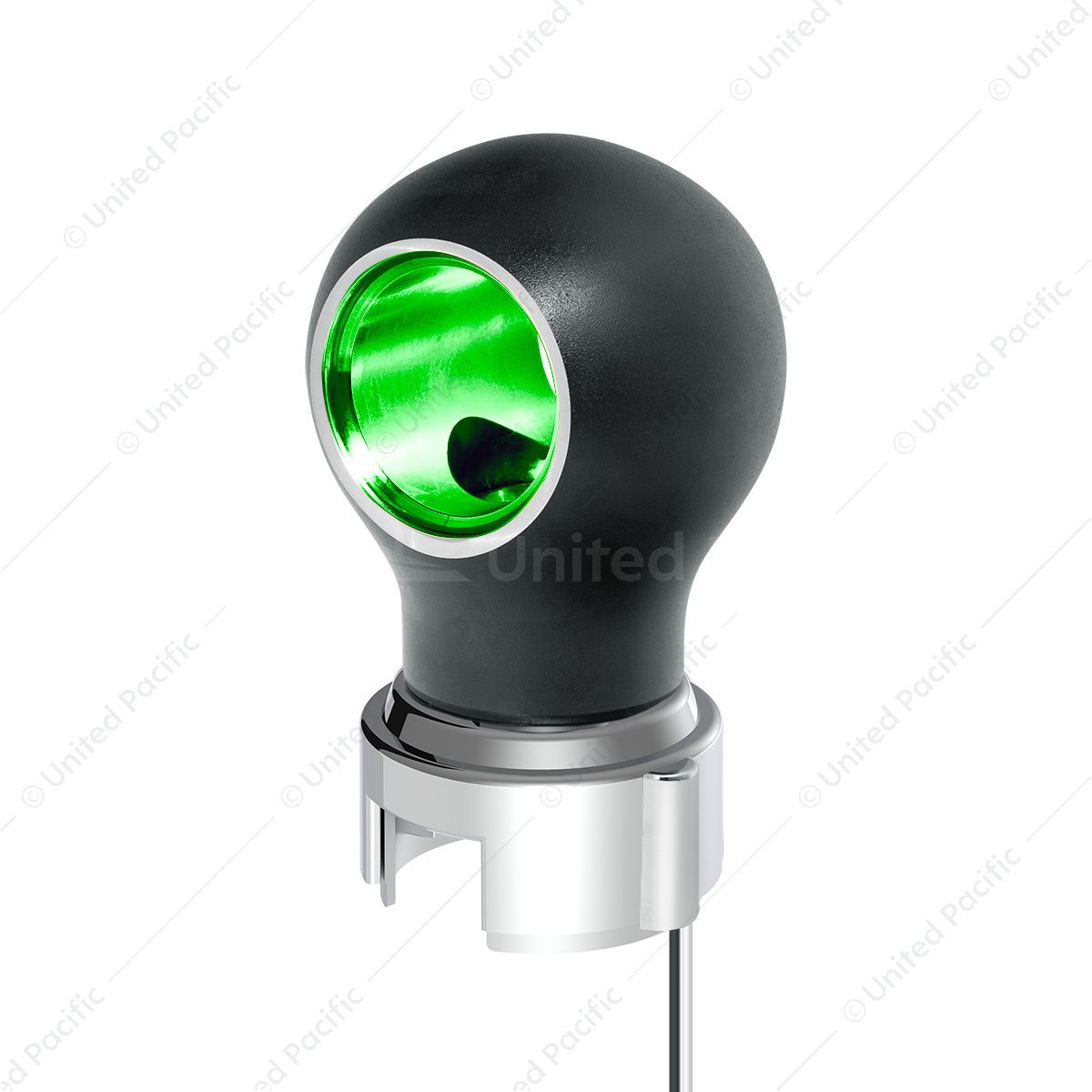 Thread-On Matte Black Charlotte Style Gearshift Knob With LED 13/15/18 Speed Adapter-Green LED