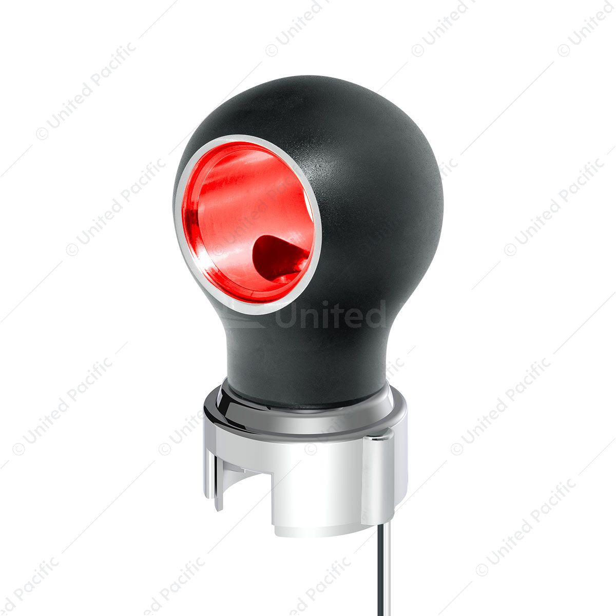 Thread-On Matte Black Charlotte Style Gearshift Knob With LED 13/15/18 Speed Adapter-Red LED