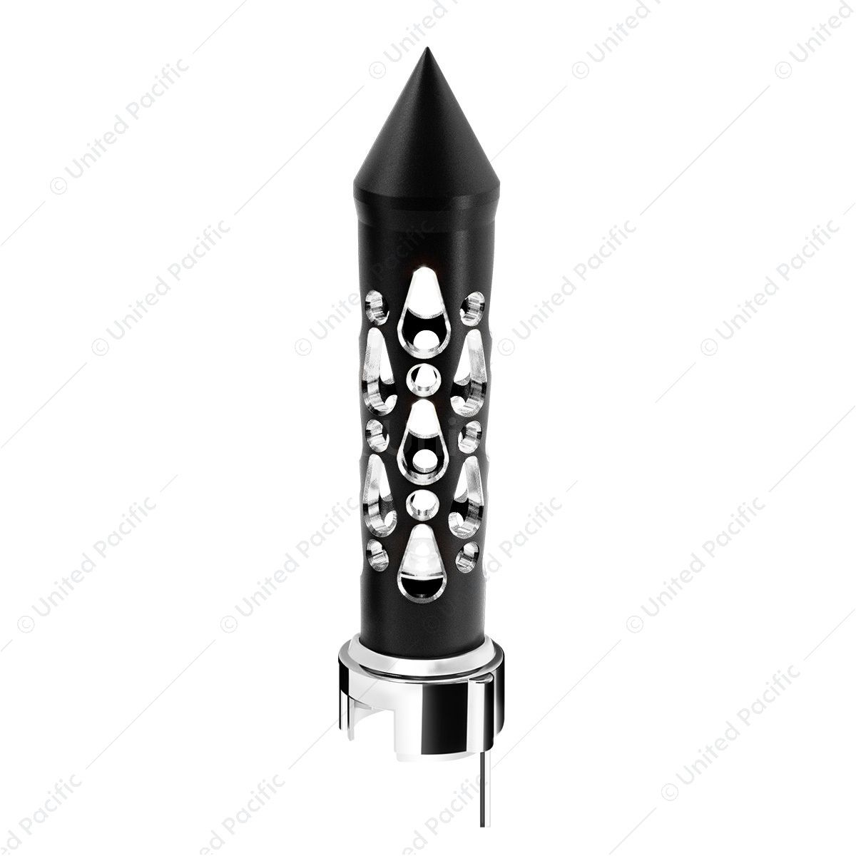 Thread-On Brooklyn Style Spike Gearshift Knob With LED 13/15/18 Speed Adapter-Matte Black/White LED