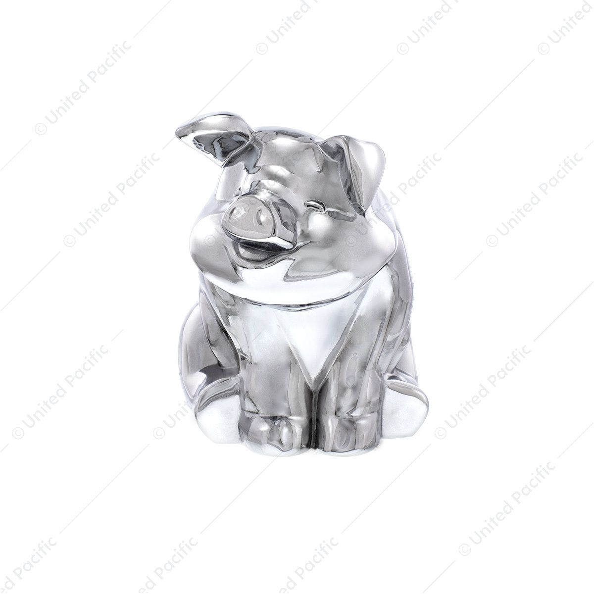 Die-Cast Sitting Pig Hood Ornament - Chrome