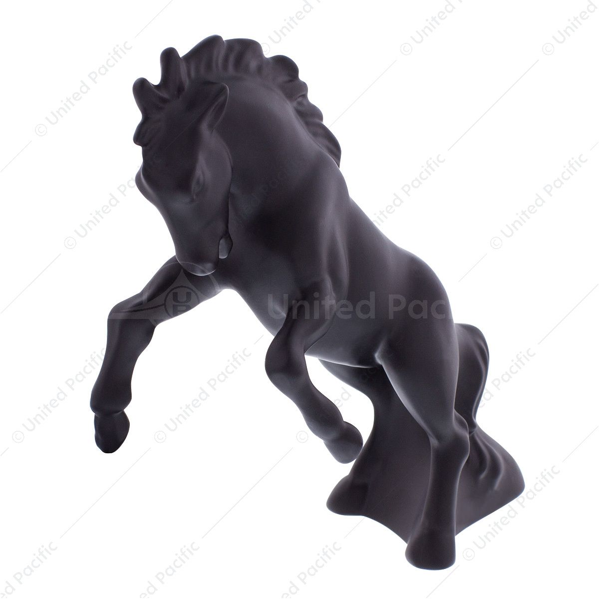 Die-Cast Fighting Stallion Hood Ornament - Matte Black