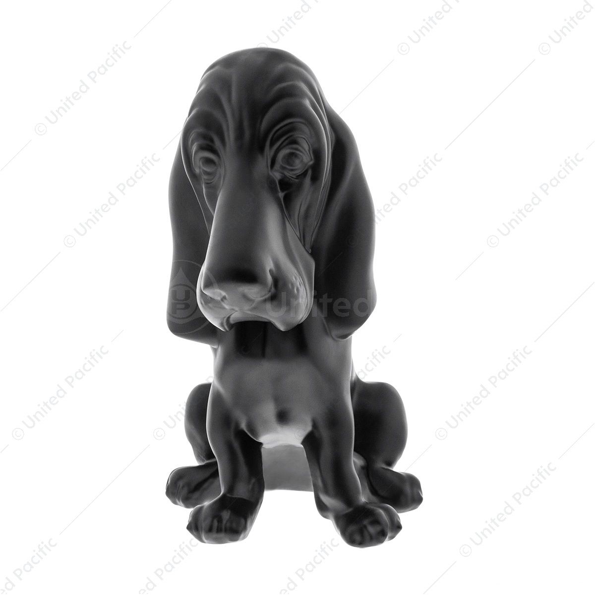 Die-Cast Bassett Hound Hood Ornament - Matte Black