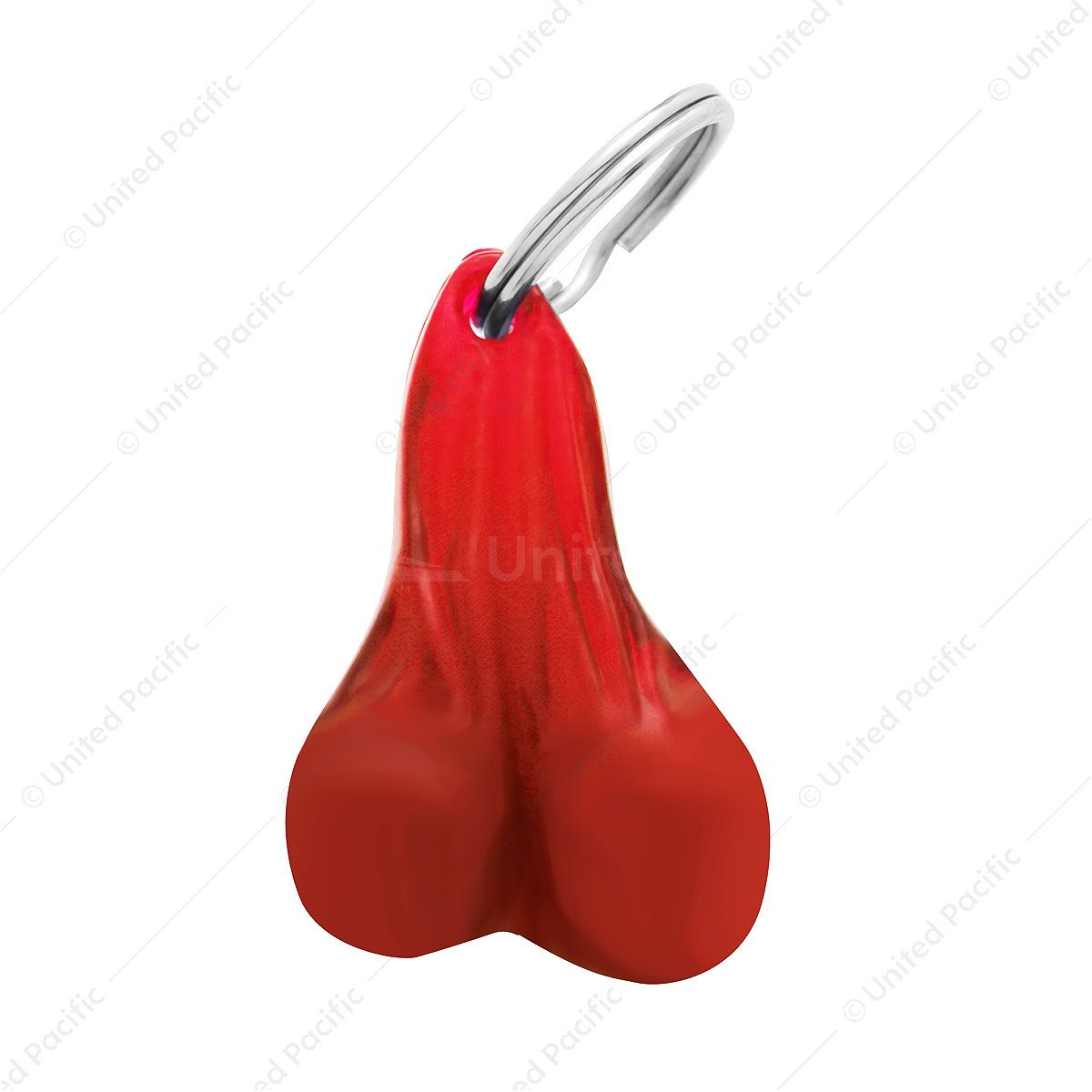 2.5" Small Plastic Low-Hanging Balls Novelty Keychain - Red