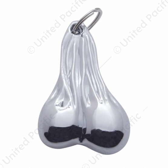 4-1/2" Medium Low-Hanging Balls Novelty Keychain - Chrome
