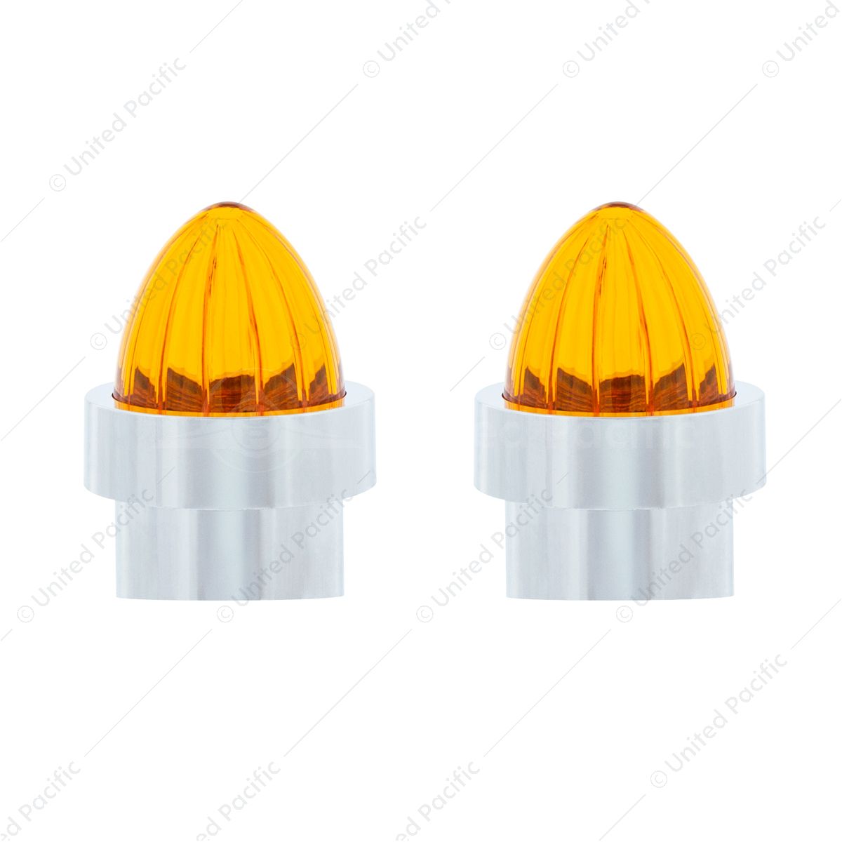 Watermelon Lens Bumper Guide Top With Chrome Base - Amber (2-Pack)