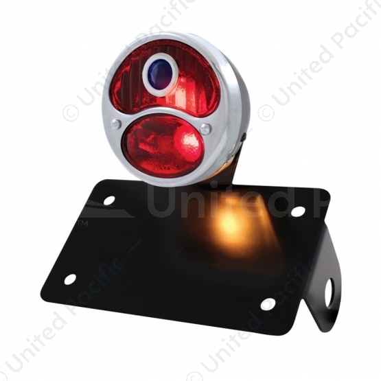 SS & Black Housing 1928 DUO Lamp & BD Style Tail Light Assembly With Horizontal Bracket For Motorcyc