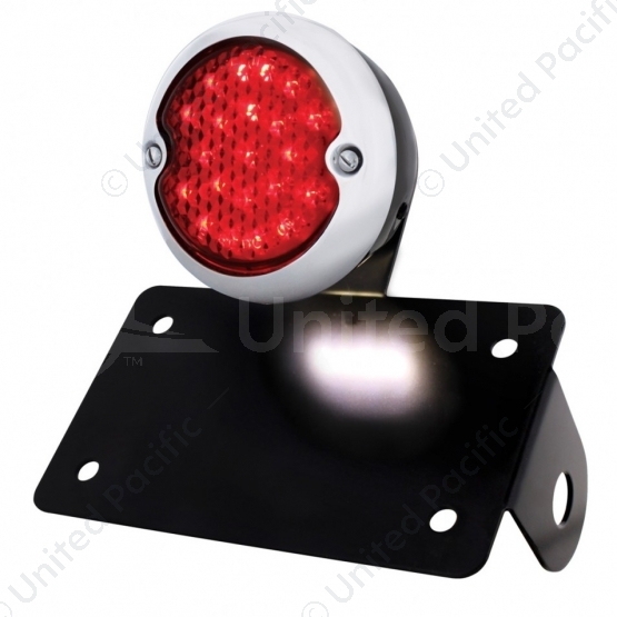 SS & Black Housing 1933 Ford Style LED Tail Light Assembly With Horizontal Mounting Bracket For Moto