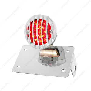 Motorcycle LED "Bobber" Style Horizontal Tail Light With Chrome Grille Bezel