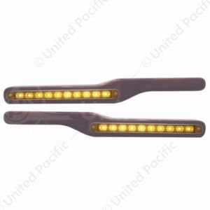 Wood Armrest With LED Light For Peterbilt- Amber LED/Amber Lens (Pair)