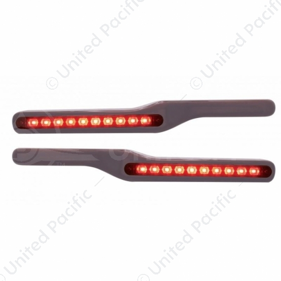 Wood Armrest With LED Light For Peterbilt- Red LED/Red Lens (Pair)