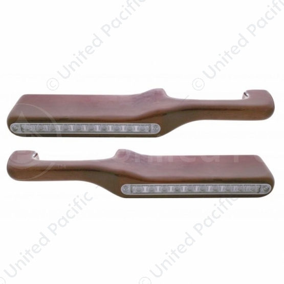 Wood Armrest With LED Light For Peterbilt- Amber LED/Clear Lens (Pair)