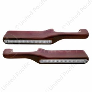 Wood Armrest With LED Light For Peterbilt- Red LED/Clear Lens (Pair)