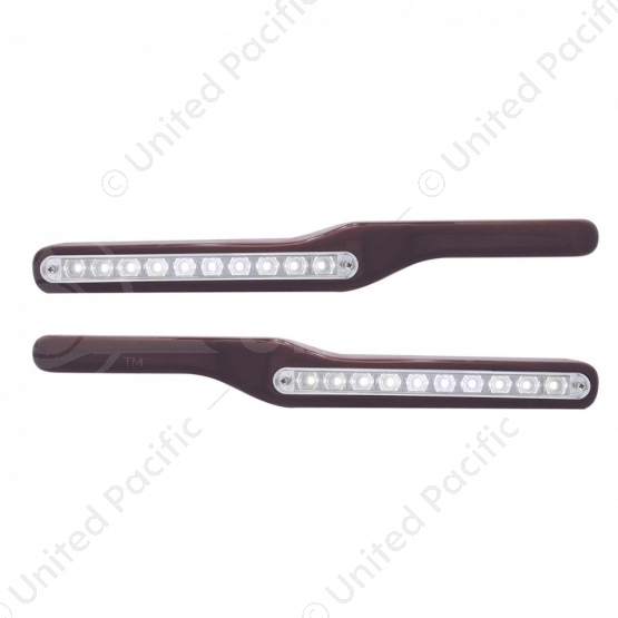 Wood Armrest With LED Light For Peterbilt- White LED/Clear Lens (Pair)