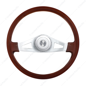 18" Chrome 2 Spoke Steering Wheel With Hub & Horn Button Kit For Peterbilt (1998-2005), Kenworth (20