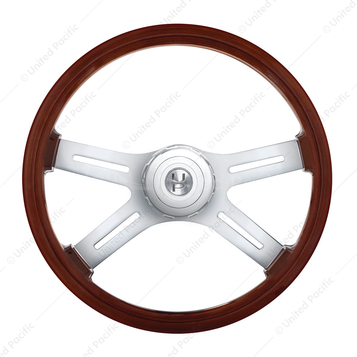 18" Chrome 4 Spoke Steering Wheel With Hub & Horn Button Kit For Peterbilt (1998-2005) & Kenworth (2