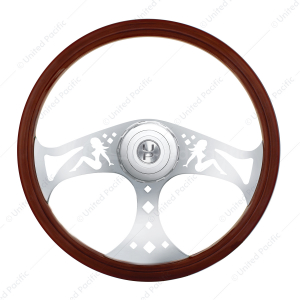 18" Chrome Lady Steering Wheel With Hub & Horn Button Kit For Peterbilt (1998-2005) & Kenworth (2001