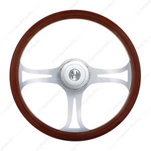 18" Chrome Blade Steering Wheel With Hub & Horn Button Kit For Peterbilt (1998-2005) & Kenworth (200