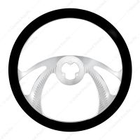18" Chrome Aluminum "Scorpion" Style Steering Wheel With Black Leather Rim