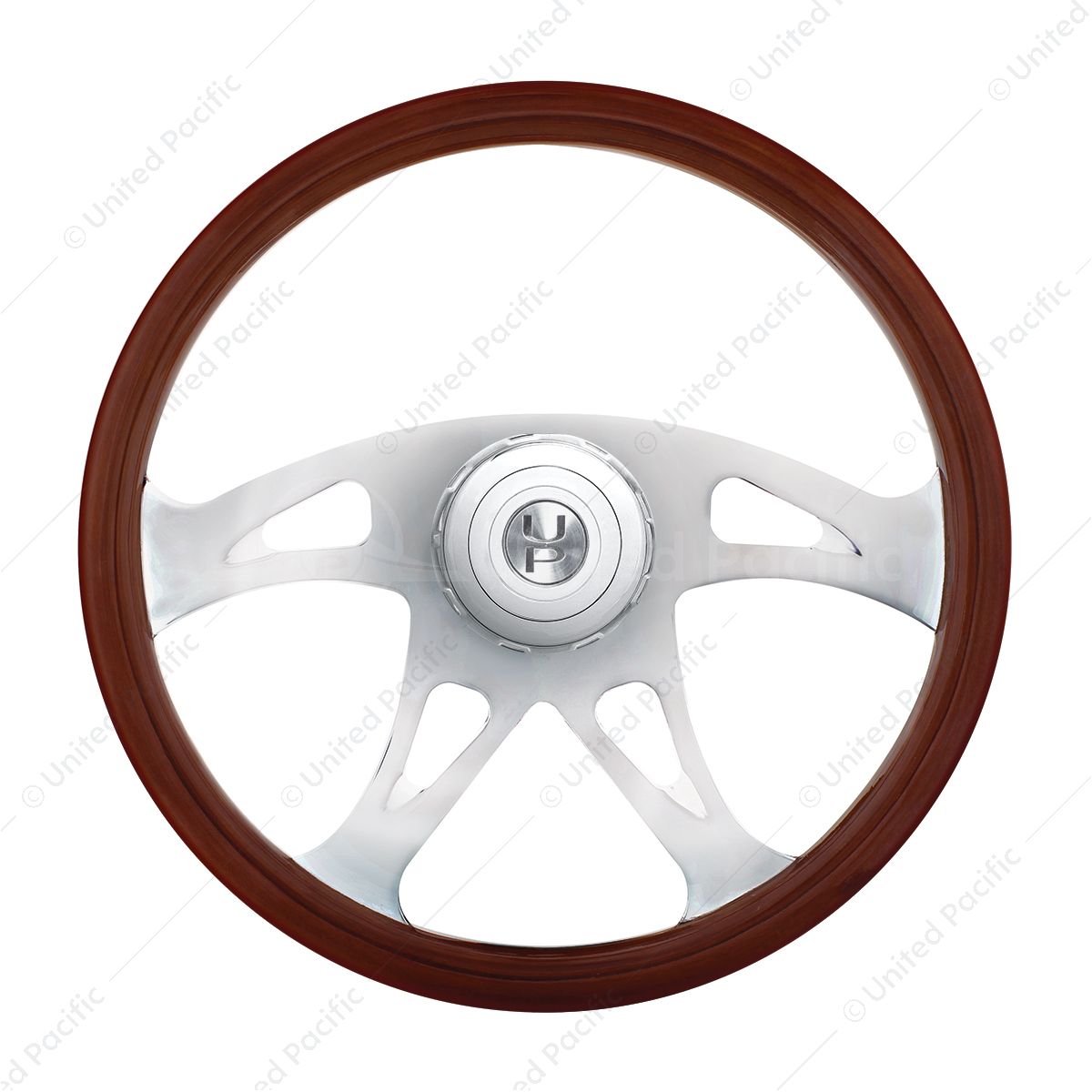 18" Boss Style Wood Steering Wheel With Hub & Horn Button Kit For Peterbilt (2006+) & Kenworth (2003