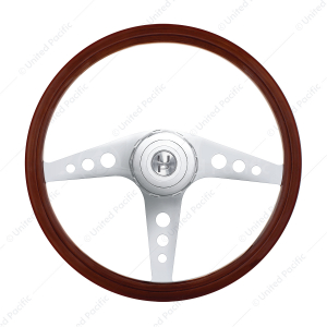 18" GT Style Wood Steering Wheel With Hub & Horn Button Kit For Peterbilt (2003+) & Kenworth (2003+)