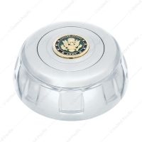 Chrome Aluminum Steering Wheel Horn Button With Metal Medallion, US Army