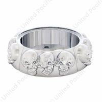 Chrome Die-Cast Skull Horn Button Bezel