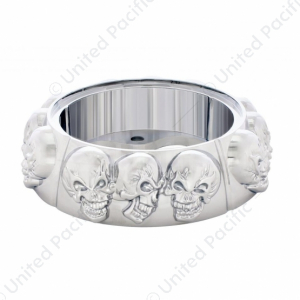 Chrome Die-Cast Skull Horn Button Bezel