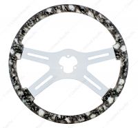 18" Skull Steering Wheel Only With Hydro-Dip Finish Wood - White/Gray