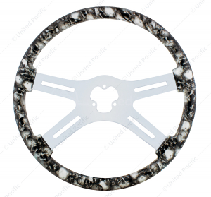 18" Color Skull Steering Wheel Only With Hydro-dip Finish Wood