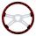 18" Skull Steering Wheel Only With Hydro-Dip Finish Wood - Red