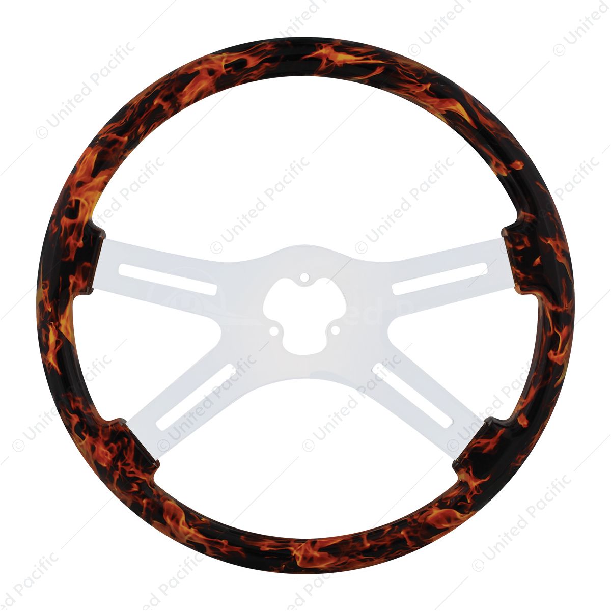 18" Flame Steering Wheel With Hydro-dip Finish Wood - 4 Spoke