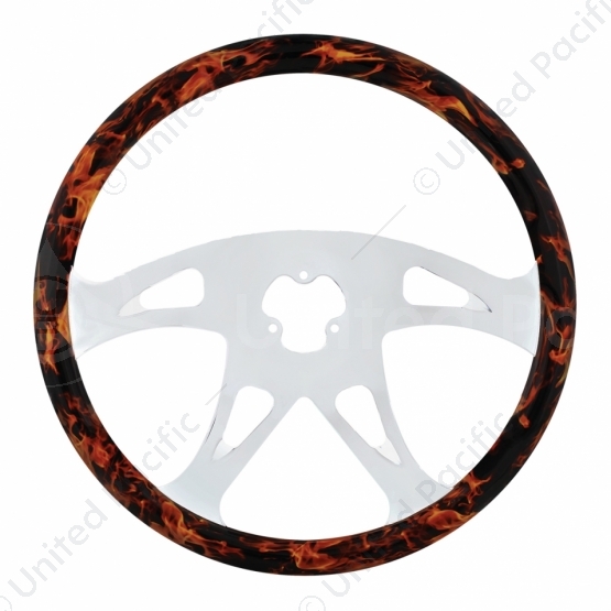 18" Flame Steering Wheel With Hydro-dip Finish Wood - Boss