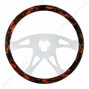 18" Flame Steering Wheel With Hydro-dip Finish Wood - Boss