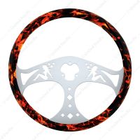 18" Flame Steering Wheel With Hydro-dip Finish Wood - Lady