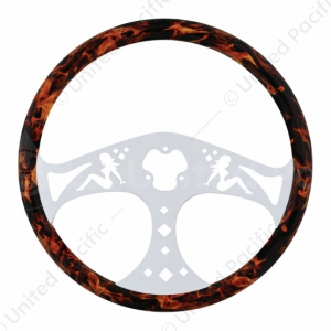 18" Flame Steering Wheel With Hydro-dip Finish Wood - Lady