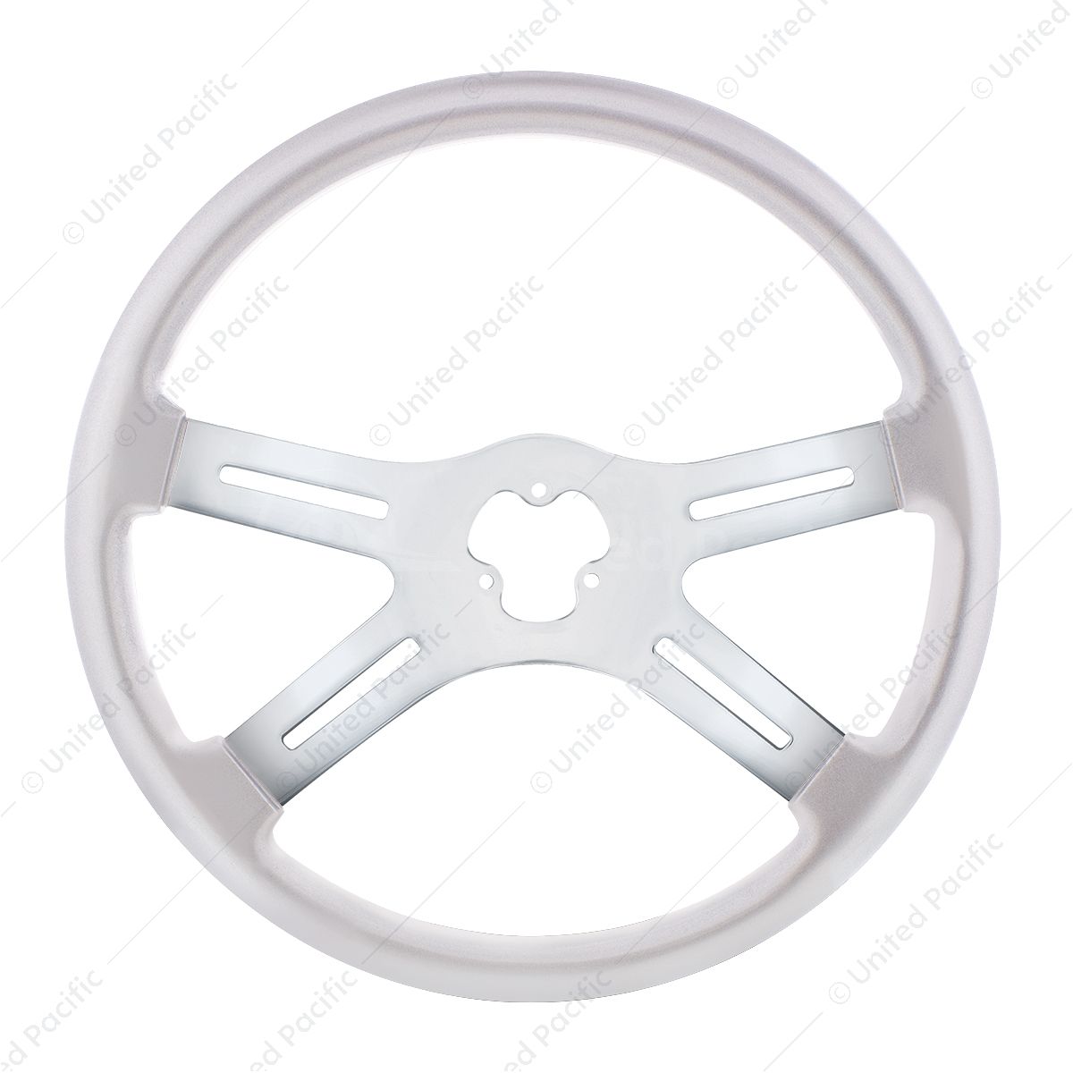 18" Candy Color 4 Spoke Steering Wheel - Liquid Silver