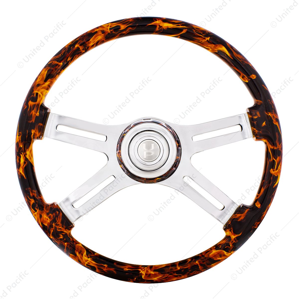 18" Flame Steering Wheel With Matching Flame Bezel