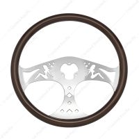 18" Lady Steering Wheel With Chrome Horn Bezel And Horn Button - Woodgrain