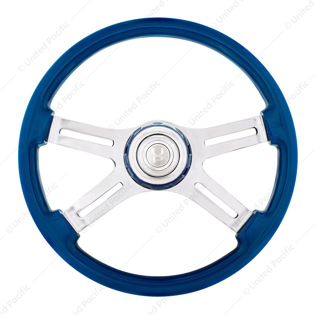 18" 4 Spoke Steering Wheel With Color Matching Horn Bezel - Electric Blue
