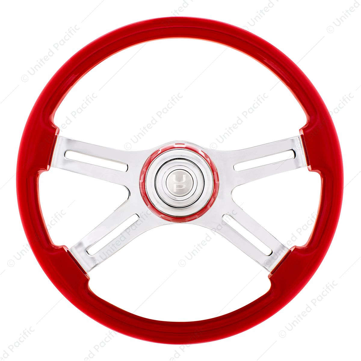 18" 4 Spoke Steering Wheel With Color Matching Horn Bezel - Indigo Red