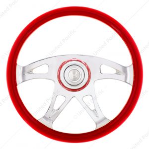18" Boss Steering Wheel With Color Matching Horn Bezel - Indigo Red