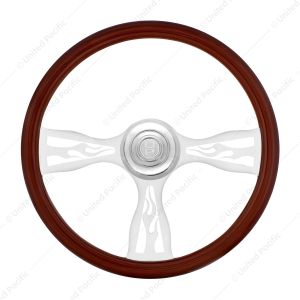 18" Chrome Flame Steering Wheel With Chrome Horn Bezel And Horn Button