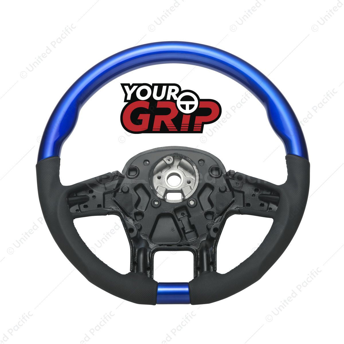 18" YourGrip Leather & Wood Candy Color Steering Wheel For 2012-2021 PB 579&2013-2021 KW T680-Indigo