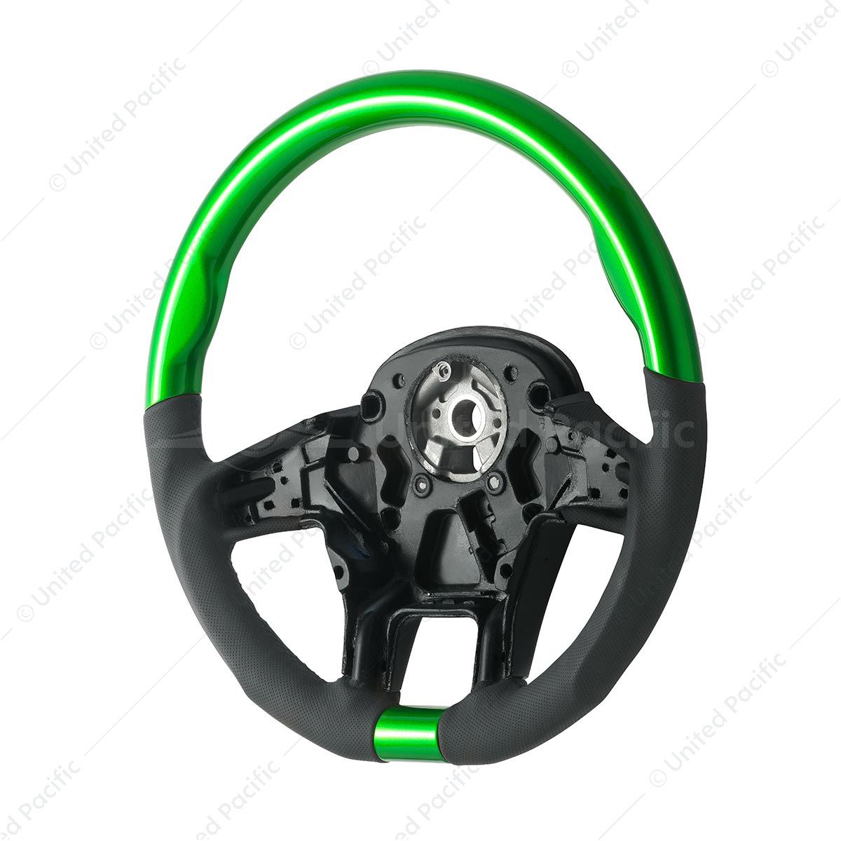 18" YourGrip Leather & Wood Candy Color Steering Wheel For 2012-2021 PB 579&2013-2021 KW T680-Emeral