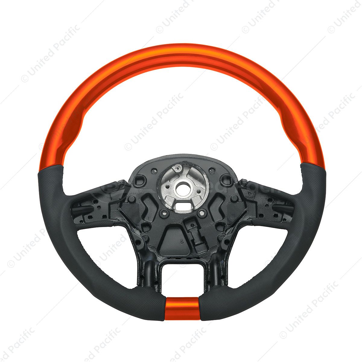 18" YourGrip Leather & Wood Candy Color Steering Wheel For 2012-2021 PB 579&2013-2021 KW T680-Cadmiu