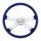 18" Candy Color 4 Spoke Steering Wheel With Chrome Horn Bezel And Horn Button-Indigo Blue
